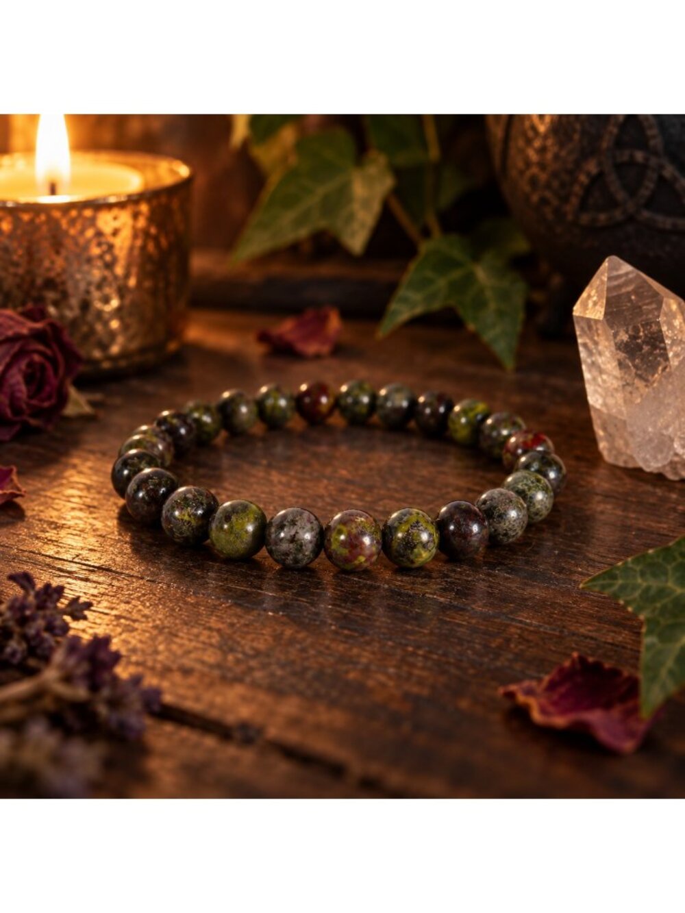 Natural Dragon’s Blood Jasper Crystal 8mm Stretch Bracelet